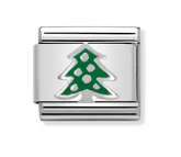 Nomination Composable Classic Link 330204/08 Christmas Tree in Enamel & 925 Silver